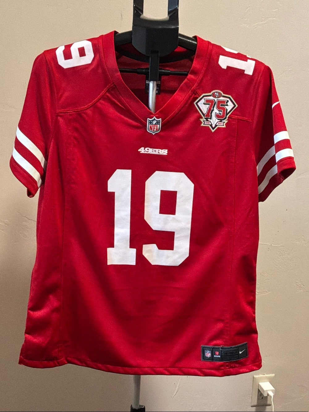 Nike Women's Red #19 Football Jersey with 75th Anniversary Patch
